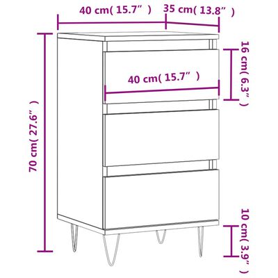 vidaXL Aparador 40x35x70 cm derivados de madeira cinzento sonoma