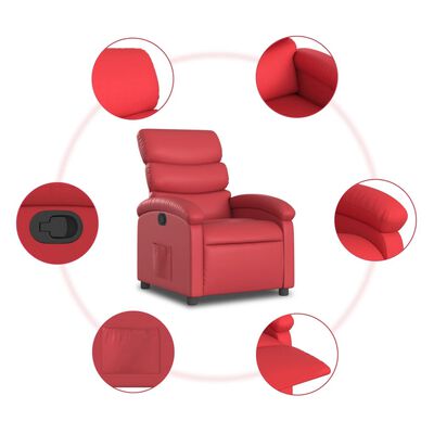 vidaXL Poltrona reclinável couro artificial vermelho
