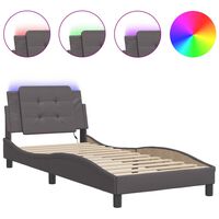 vidaXL Estrutura de cama c/ luzes LED 80x200cm couro artificial cinza