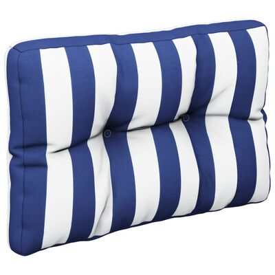 vidaXL Almofadão para sofá de paletes 50x40x12 cm tecido azul/branco