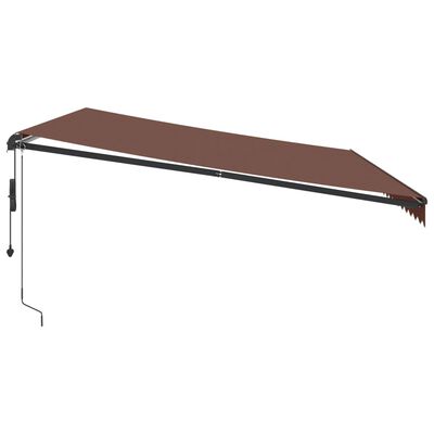 vidaXL Toldo retrátil automático com luzes LED 500x350 cm castanho