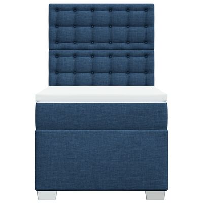 vidaXL Cama com molas/colchão 90x190 cm tecido azul