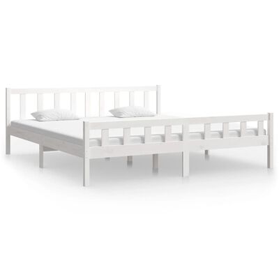 vidaXL Estrutura de cama 160x200 cm madeira maciça branco