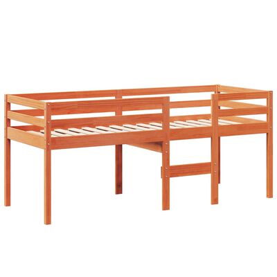 vidaXL Cama alta com telhado 75x190 cm pinho maciço castanho-mel