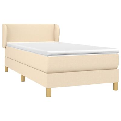 vidaXL Cama com molas/colchão 100x200 cm tecido cor creme