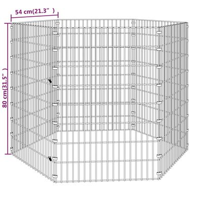 vidaXL Recinto exterior p/ animais 6 painéis 54x80cm ferro galvanizado