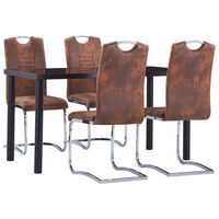 vidaXL 5 pcs conjunto de jantar camurça artificial castanho