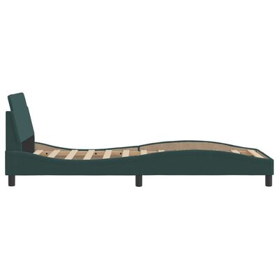 vidaXL Estrutura de cama c/ cabeceira 90x200 cm veludo verde-escuro