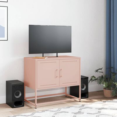 vidaXL Móvel de TV 68,5x39x60,5 cm aço rosa