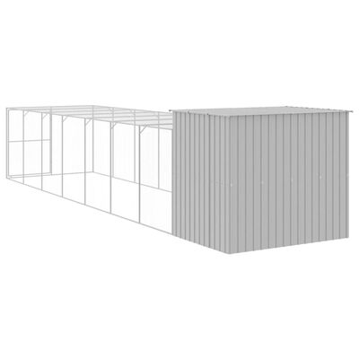 vidaXL Casota cães c/ parque 214x865x181 cm aço galvaniz. cinza-claro