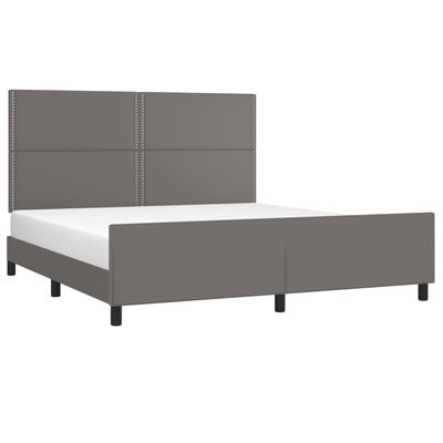 vidaXL Estrutura cama c/ cabeceira 180x200cm couro artificial cinzento