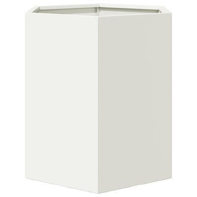 vidaXL Vaso/floreira de jardim hexagonal 46x40x45 cm aço branco