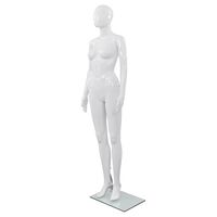 vidaXL Manequim feminino completo base em vidro 175cm branco brilhante