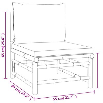 vidaXL 4 pcs conj. lounge de jardim bambu c/ almofadões cinzento-claro