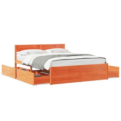 vidaXL Cama sem colchão 150x200 cm madeira pinho maciça castanho-mel