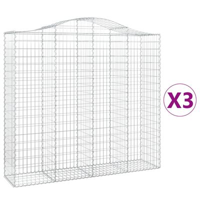 vidaXL Cestos gabião arqueados 3pcs 200x50x180/200cm ferro galvanizado