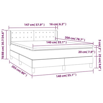 vidaXL Cama com molas/colchão 140x200 cm couro artificial branco