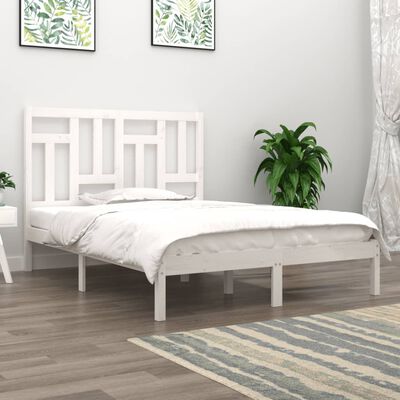 vidaXL Estrutura de cama king 150x200 cm pinho maciço branco