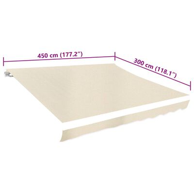 vidaXL Lona para toldo creme 450x300 cm