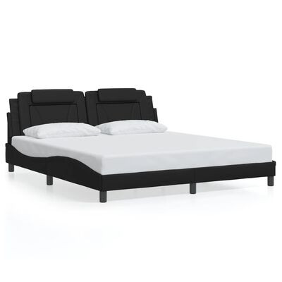 vidaXL Estrutura de cama c/ luzes LED 180x200cm couro artificial preto