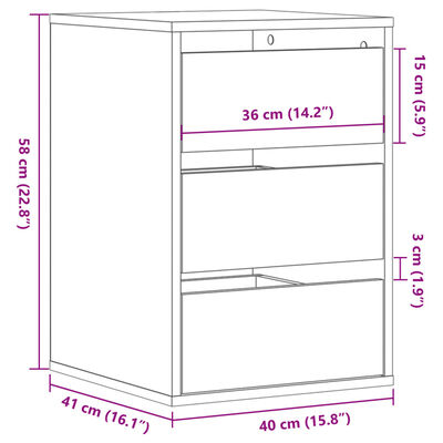 vidaXL Cómoda 40x41x58 cm derivados de madeira cinzento cimento