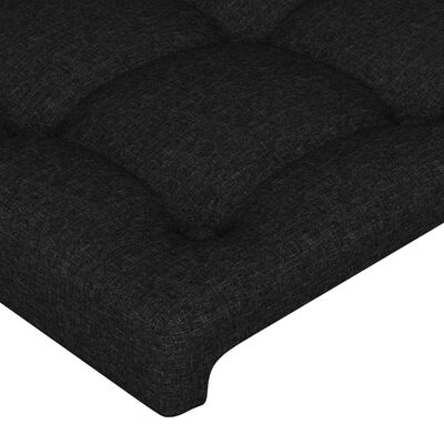 vidaXL Cabeceira de cama c/ luzes LED tecido 83x16x118/128 cm preto