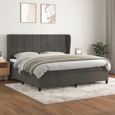 vidaXL Cama com molas/colchão 200x200 cm veludo cinzento-escuro