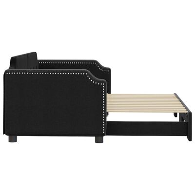 vidaXL Sofá-cama com gavetão 90x200 cm tecido preto