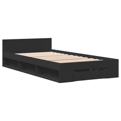 vidaXL Estrutura cama c/ gaveta 75x190 cm derivados de madeira preto