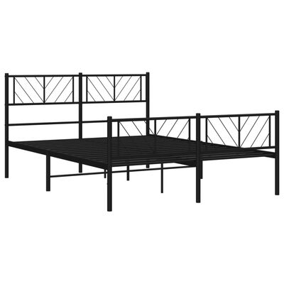 vidaXL Estrutura de cama com cabeceira e pés 135x190 cm metal preto