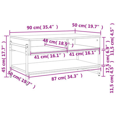 vidaXL Mesa de centro 90x50x45 cm derivados madeira carvalho castanho