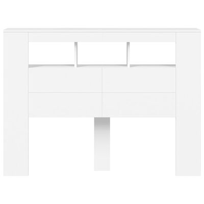 vidaXL Cabeceira cama c/ LEDs 140x18,5x103,5 cm deriv. madeira branco