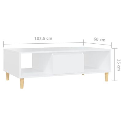 vidaXL Mesa de centro 103,5x60x35 cm derivados de madeira branco