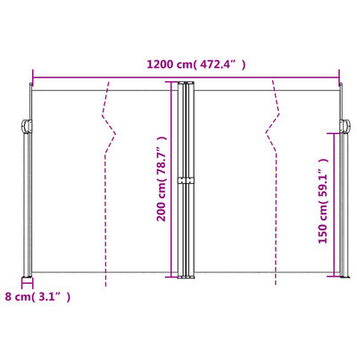 vidaXL Toldo lateral retrátil 200x1200 cm azul