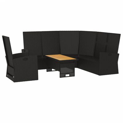 vidaXL 3 pcs conjunto lounge de jardim c/ almofadões vime PE preto