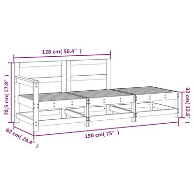 vidaXL 3 pcs conjunto lounge de jardim madeira de douglas maciça