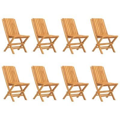 vidaXL Cadeiras de jardim dobráveis 8 pcs 47x47x89 cm teca maciça