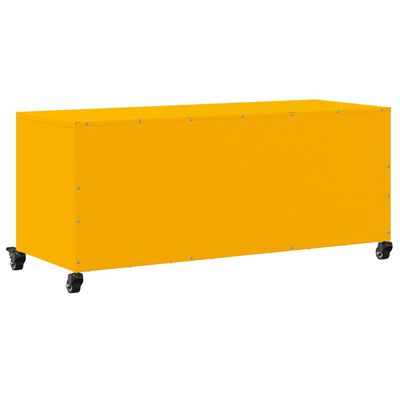 vidaXL Móvel de TV 100,5x39x43,5 cm aço amarelo mostarda