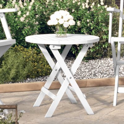 vidaXL Mesa de jardim dobrável Ø 46 cm madeira de acácia maciça branco