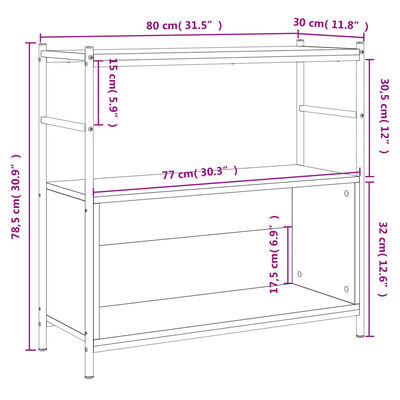 vidaXL Estante 80x30x78,5 cm derivados madeira/ferro carvalho sonoma