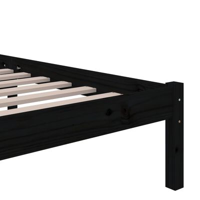 vidaXL Estrutura de cama casal 135x190 cm madeira maciça preto