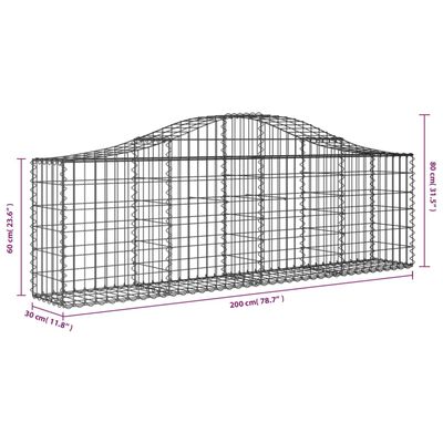 vidaXL Cestos gabião arqueados 7 pcs 200x30x60/80 cm ferro galvanizado