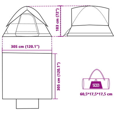 vidaXL Tenda familiar em cúpula para 6 pessoas impermeável azul