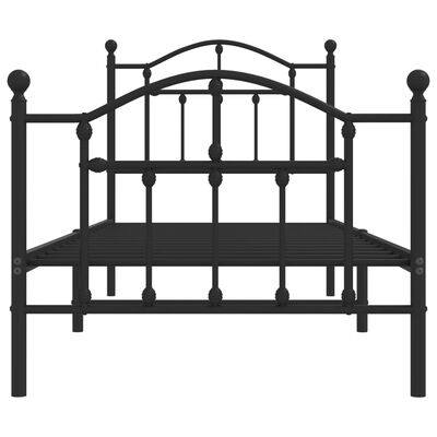 vidaXL Estrutura de cama com cabeceira e pés 90x200 cm metal preto