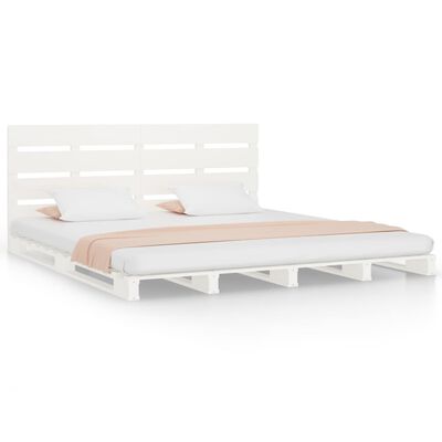 vidaXL Estrutura de cama 140x190 cm madeira de pinho maciça branco