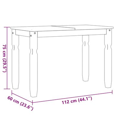 vidaXL Mesa de jantar Corona 112x60x75 cm madeira de pinho maciça