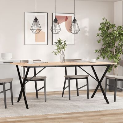 vidaXL Mesa de jantar estrutura em X 180x90x75cm pinho e ferro fundido