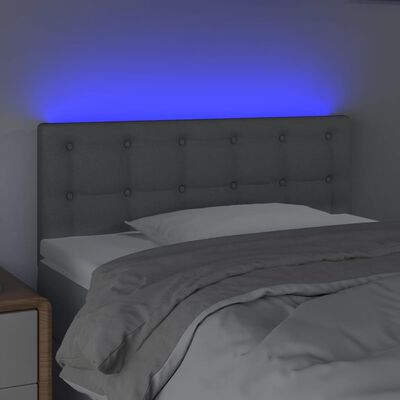 vidaXL Cabeceira de cama c/luzes LED tecido 100x5x78/88 cm cinza-claro