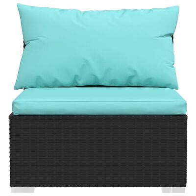 vidaXL 10 pcs conjunto lounge de jardim c/ almofadões vime PE preto