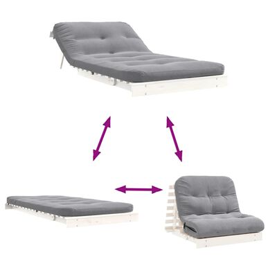 vidaXL Sofá-cama futon com colchão 100x206x11 cm pinho maciço branco